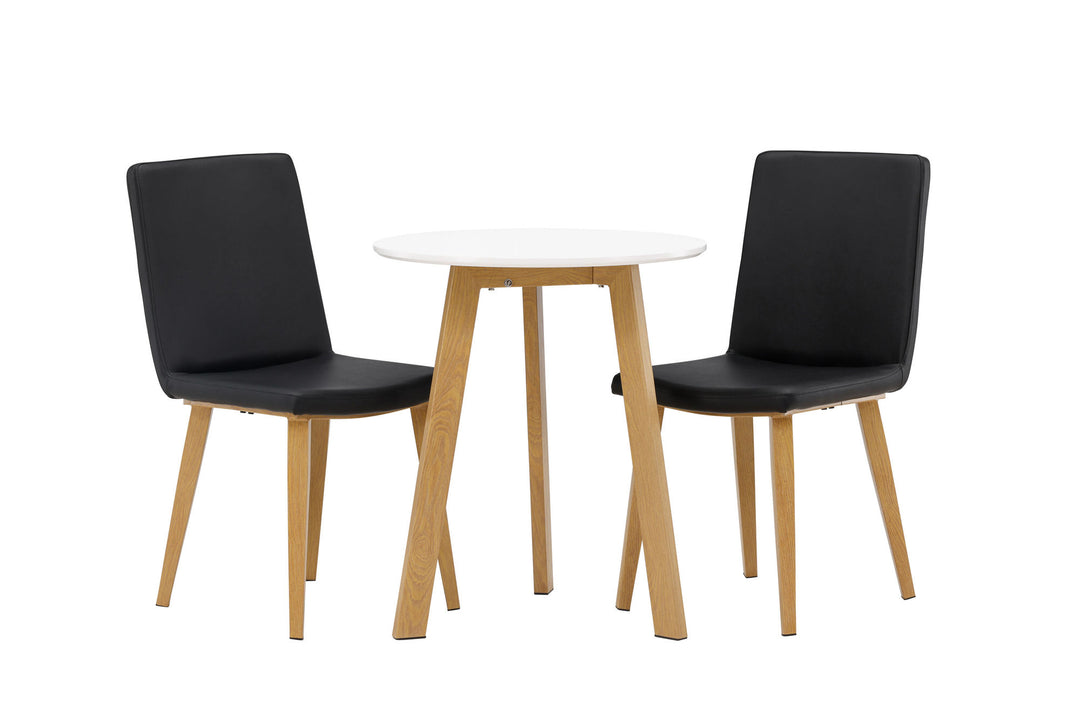 Venture Home Leonora Dining Table φ65 - Oaklook / White MDF +Today Dining Chair - Nature / Black PU _2