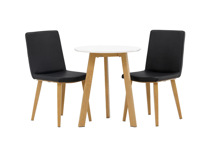 Venture Home Leonora Dining Table φ65 - Oaklook / White MDF +Today Dining Chair - Nature / Black PU _2