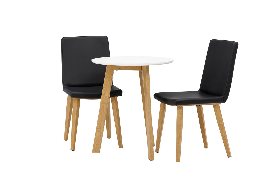 Venture Home Leonora Dining Table φ65 - Oaklook / White MDF +Today Dining Chair - Nature / Black PU _2