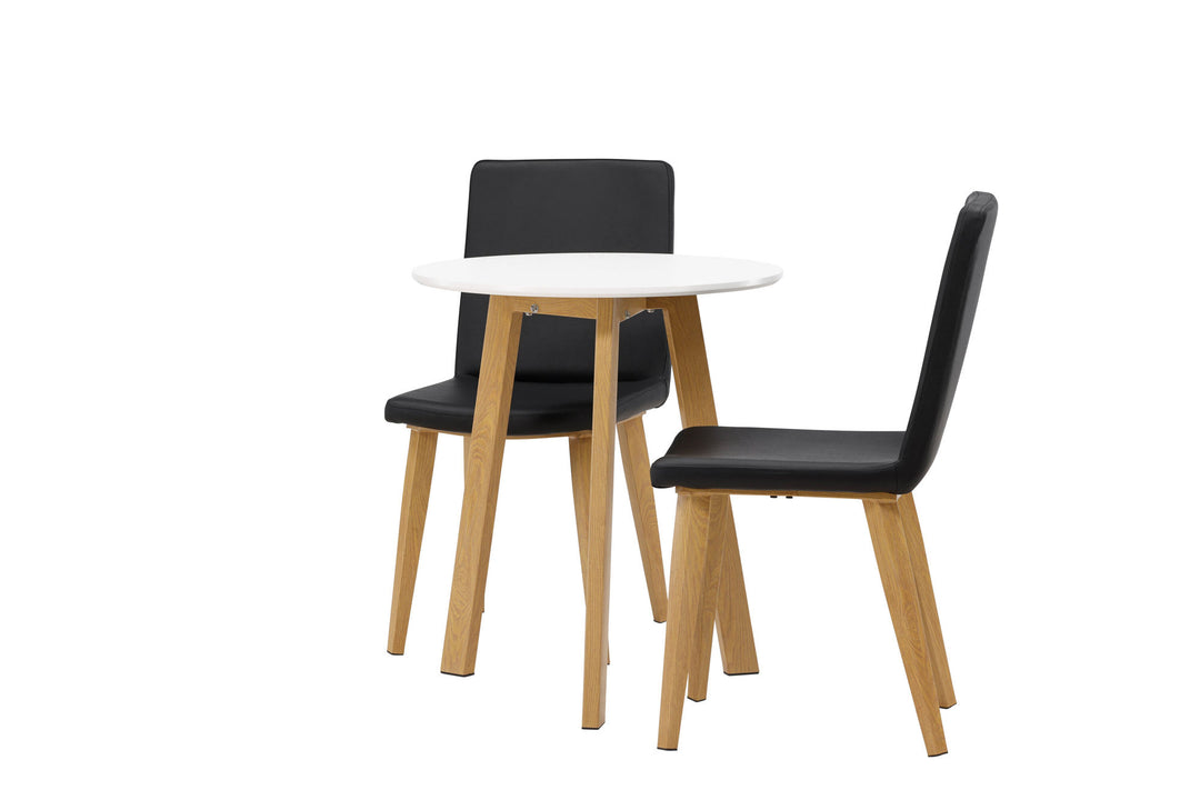 Venture Home Leonora Dining Table φ65 - Oaklook / White MDF +Today Dining Chair - Nature / Black PU _2