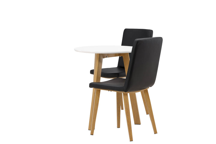Venture Home Leonora Dining Table φ65 - Oaklook / White MDF +Today Dining Chair - Nature / Black PU _2