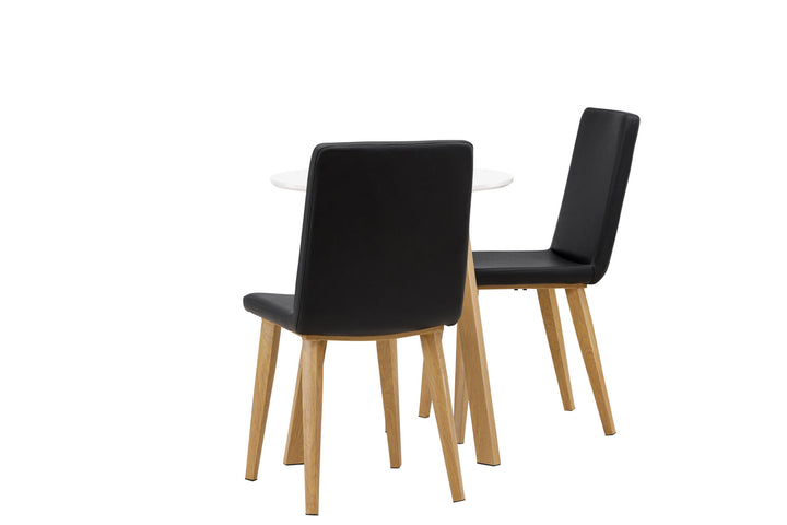 Venture Home Leonora Dining Table φ65 - Oaklook / White MDF +Today Dining Chair - Nature / Black PU _2