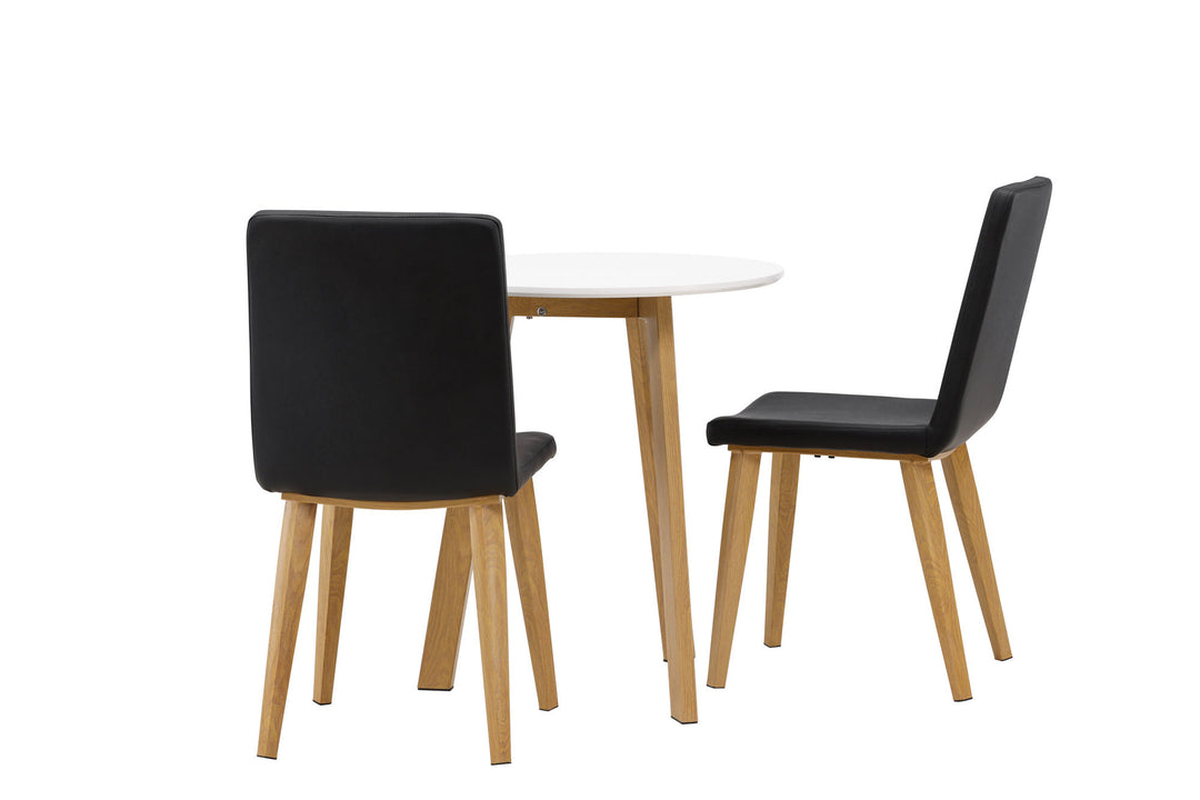Venture Home Leonora Dining Table φ65 - Oaklook / White MDF +Today Dining Chair - Nature / Black PU _2