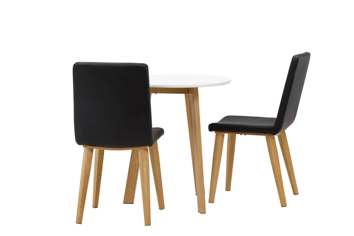 Venture Home Leonora Dining Table φ65 - Oaklook / White MDF +Today Dining Chair - Nature / Black PU _2