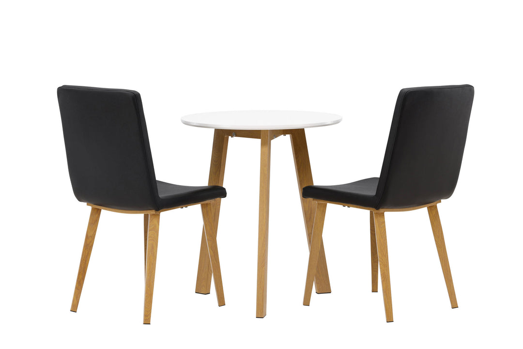 Venture Home Leonora Dining Table φ65 - Oaklook / White MDF +Today Dining Chair - Nature / Black PU _2
