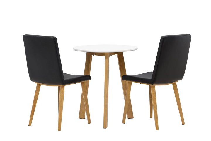 Venture Home Leonora Dining Table φ65 - Oaklook / White MDF +Today Dining Chair - Nature / Black PU _2
