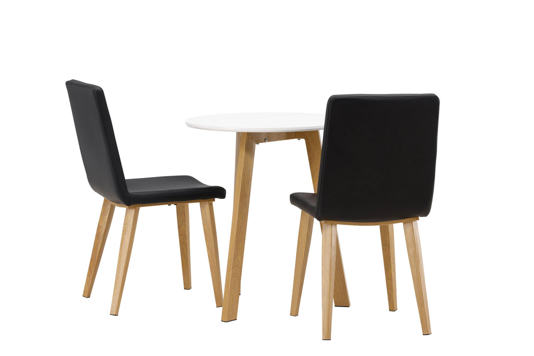 Venture Home Leonora Dining Table φ65 - Oaklook / White MDF +Today Dining Chair - Nature / Black PU _2