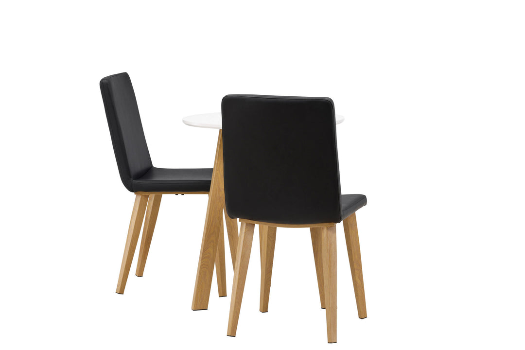 Venture Home Leonora Dining Table φ65 - Oaklook / White MDF +Today Dining Chair - Nature / Black PU _2