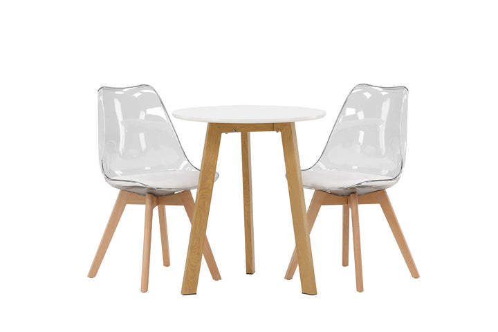Venture Home Leonora Dining Table φ65 - Oaklook / White MDF +Edvin Dining Chair - Nature / PET (seat cushion white) PET surface,seat with usual sponge _2