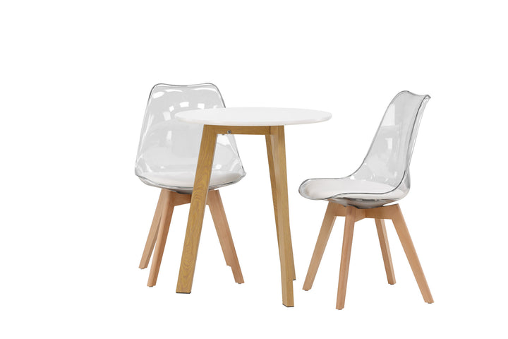 Venture Home Leonora Dining Table φ65 - Oaklook / White MDF +Edvin Dining Chair - Nature / PET (seat cushion white) PET surface,seat with usual sponge _2