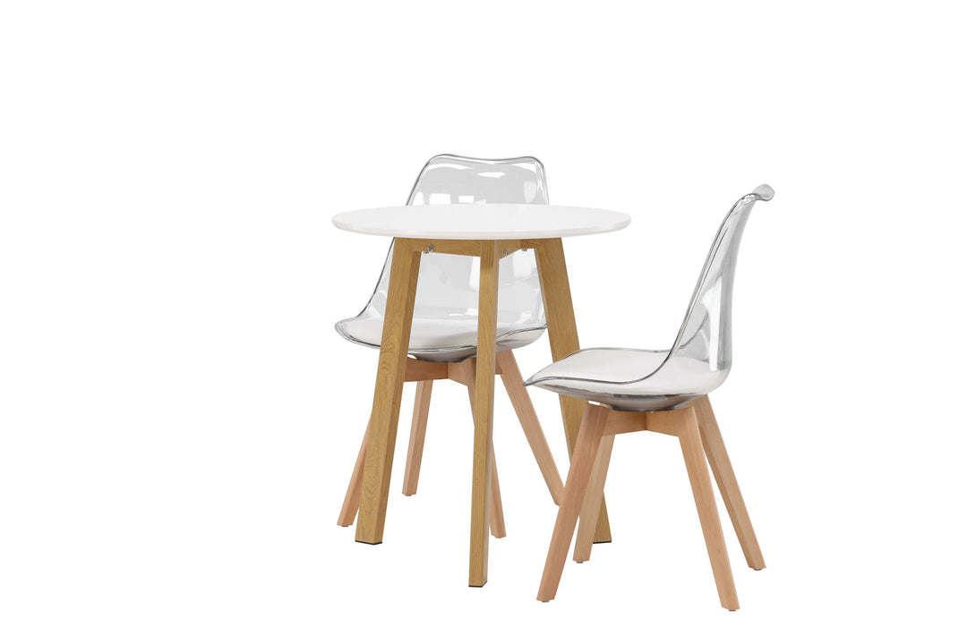 Venture Home Leonora Dining Table φ65 - Oaklook / White MDF +Edvin Dining Chair - Nature / PET (seat cushion white) PET surface,seat with usual sponge _2