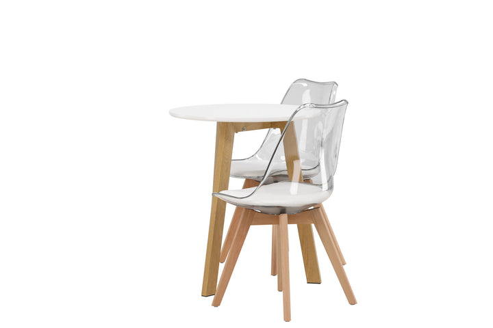 Venture Home Leonora Dining Table φ65 - Oaklook / White MDF +Edvin Dining Chair - Nature / PET (seat cushion white) PET surface,seat with usual sponge _2