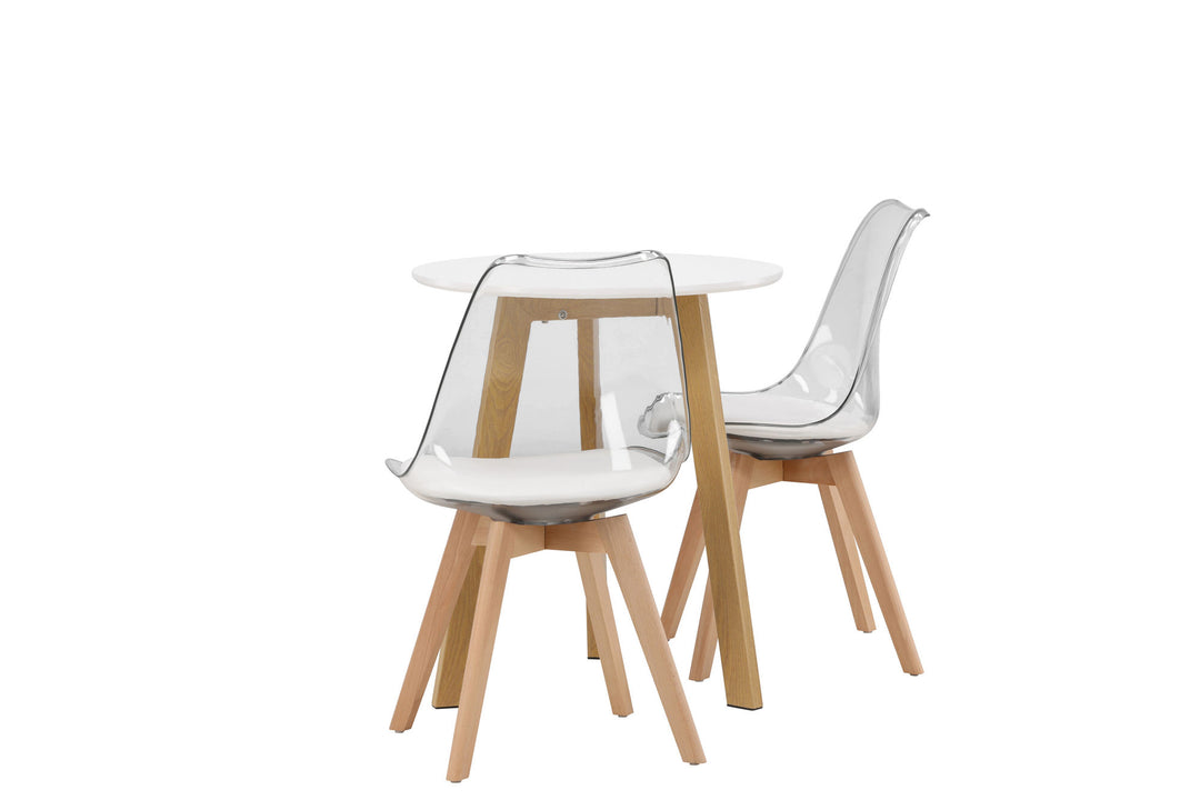 Venture Home Leonora Dining Table φ65 - Oaklook / White MDF +Edvin Dining Chair - Nature / PET (seat cushion white) PET surface,seat with usual sponge _2