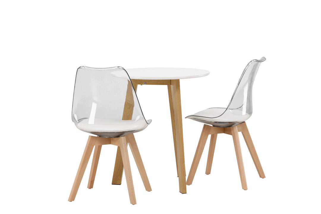 Venture Home Leonora Dining Table φ65 - Oaklook / White MDF +Edvin Dining Chair - Nature / PET (seat cushion white) PET surface,seat with usual sponge _2