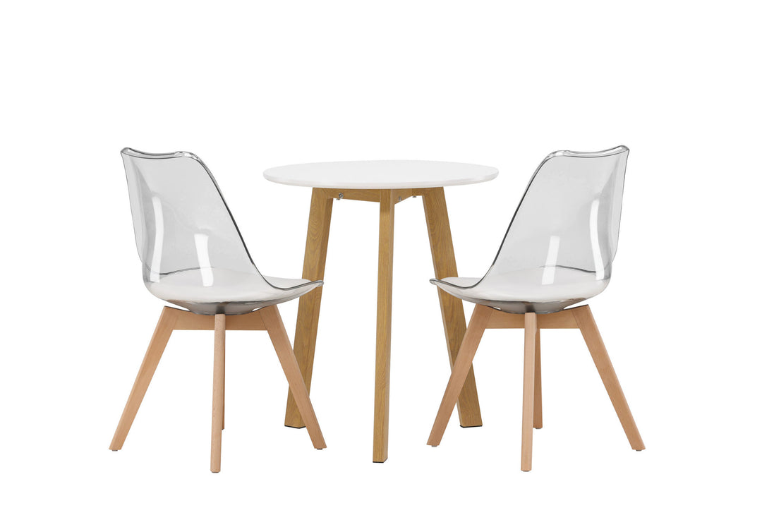 Venture Home Leonora Dining Table φ65 - Oaklook / White MDF +Edvin Dining Chair - Nature / PET (seat cushion white) PET surface,seat with usual sponge _2