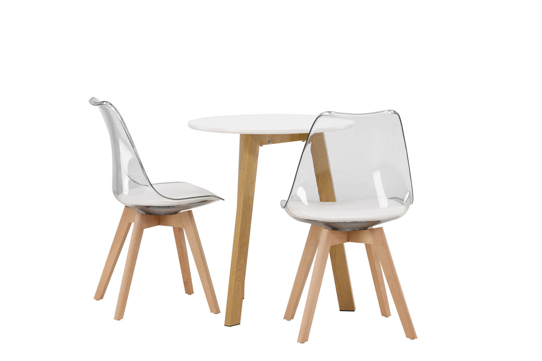 Venture Home Leonora Dining Table φ65 - Oaklook / White MDF +Edvin Dining Chair - Nature / PET (seat cushion white) PET surface,seat with usual sponge _2
