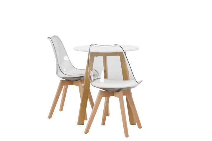 Venture Home Leonora Dining Table φ65 - Oaklook / White MDF +Edvin Dining Chair - Nature / PET (seat cushion white) PET surface,seat with usual sponge _2