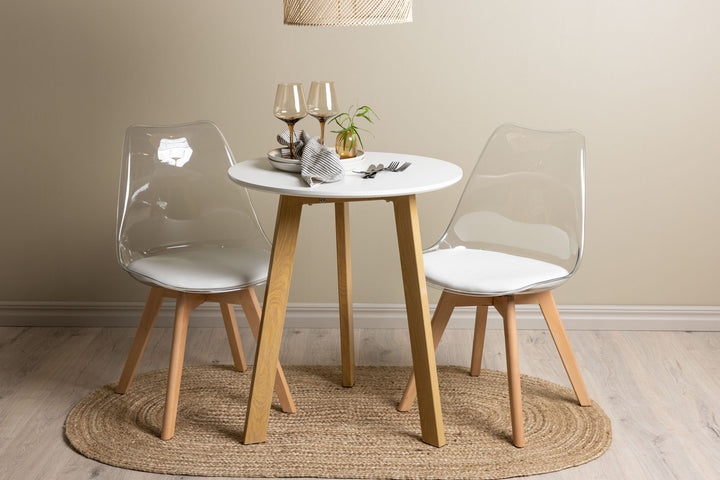 Venture Home Leonora Dining Table φ65 - Oaklook / White MDF +Edvin Dining Chair - Nature / PET (seat cushion white) PET surface,seat with usual sponge _2