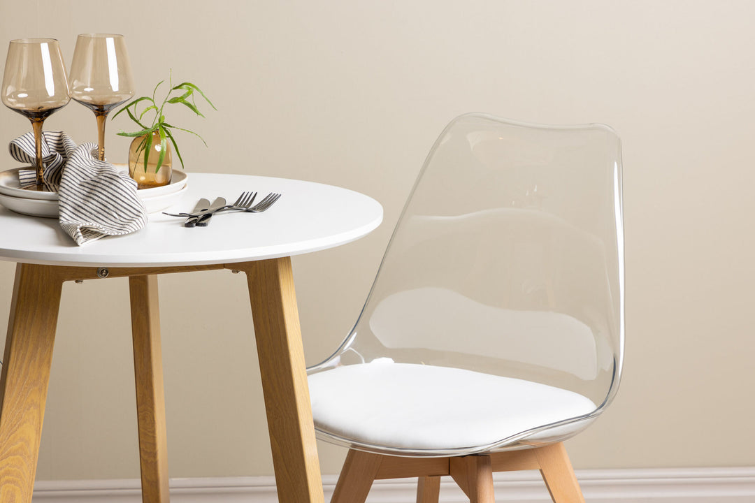 Venture Home Leonora Dining Table φ65 - Oaklook / White MDF +Edvin Dining Chair - Nature / PET (seat cushion white) PET surface,seat with usual sponge _2