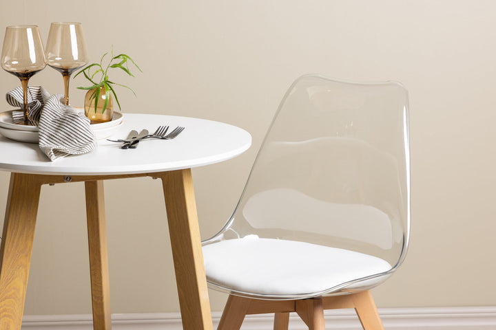 Venture Home Leonora Dining Table φ65 - Oaklook / White MDF +Edvin Dining Chair - Nature / PET (seat cushion white) PET surface,seat with usual sponge _2