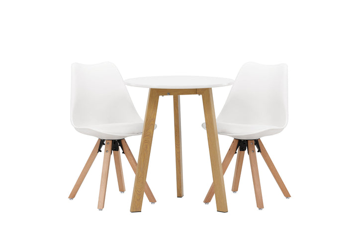Venture Home Leonora Dining Table φ65 - Oaklook / White MDF +Zeno Dining Chair - Nature woodlook / White PP _2