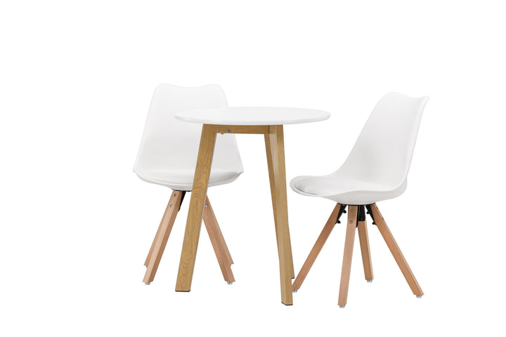 Venture Home Leonora Dining Table φ65 - Oaklook / White MDF +Zeno Dining Chair - Nature woodlook / White PP _2