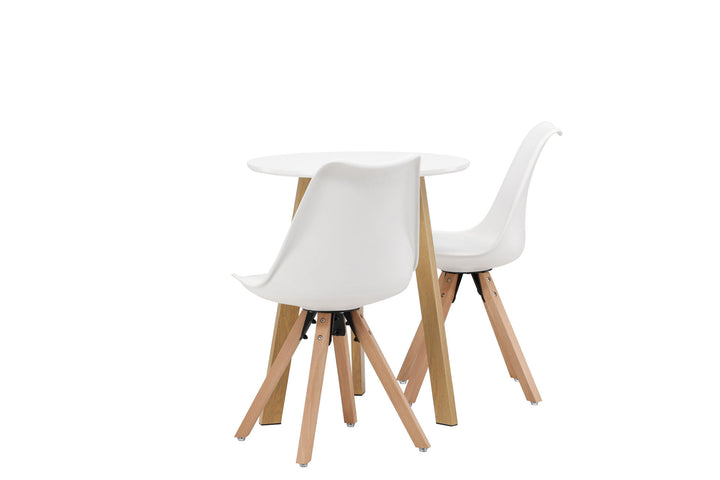Venture Home Leonora Dining Table φ65 - Oaklook / White MDF +Zeno Dining Chair - Nature woodlook / White PP _2