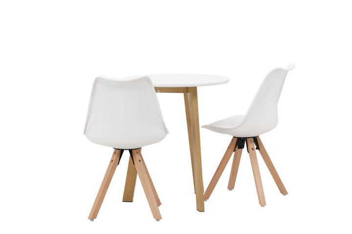 Venture Home Leonora Dining Table φ65 - Oaklook / White MDF +Zeno Dining Chair - Nature woodlook / White PP _2