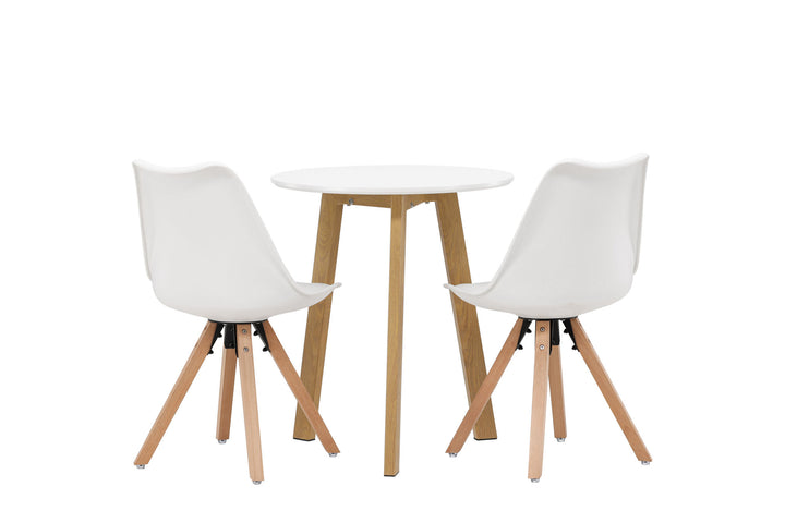 Venture Home Leonora Dining Table φ65 - Oaklook / White MDF +Zeno Dining Chair - Nature woodlook / White PP _2