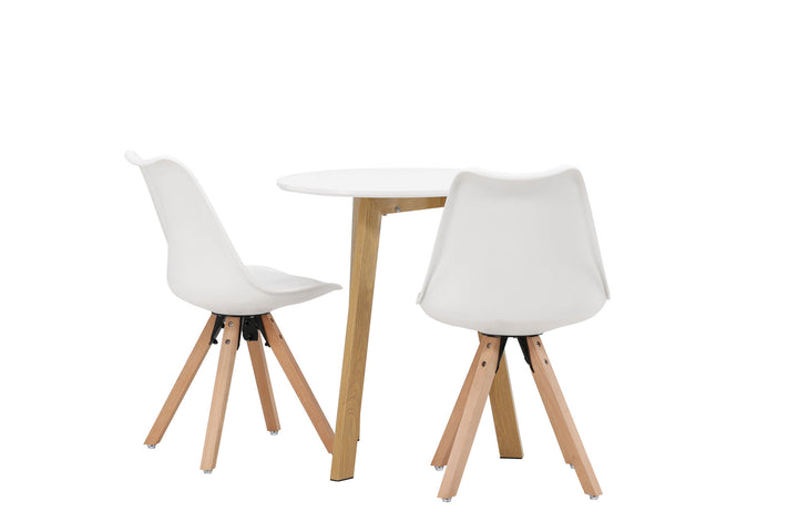 Venture Home Leonora Dining Table φ65 - Oaklook / White MDF +Zeno Dining Chair - Nature woodlook / White PP _2