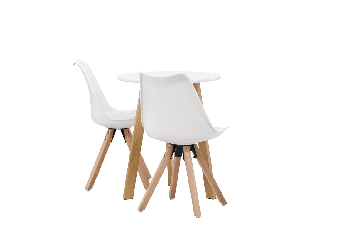 Venture Home Leonora Dining Table φ65 - Oaklook / White MDF +Zeno Dining Chair - Nature woodlook / White PP _2
