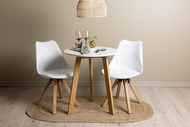 Venture Home Leonora Dining Table φ65 - Oaklook / White MDF +Zeno Dining Chair - Nature woodlook / White PP _2