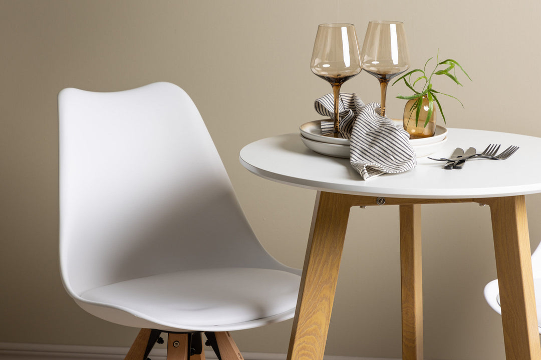 Venture Home Leonora Dining Table φ65 - Oaklook / White MDF +Zeno Dining Chair - Nature woodlook / White PP _2