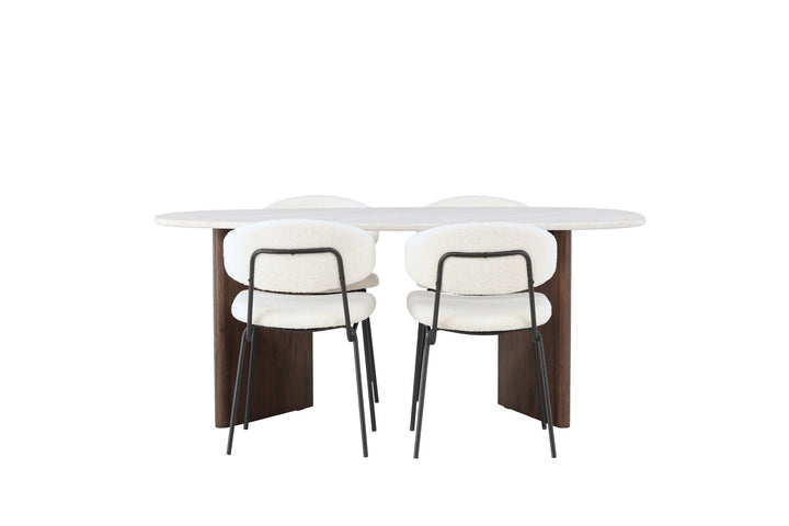 Venture Home Grönvik Dining Table 180*75 - Mocca / Offwhite Concretelook MDF +Chico Dining Chair - Black / White Boucle _4