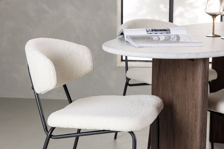 Venture Home Grönvik Dining Table 180*75 - Mocca / Offwhite Concretelook MDF +Chico Dining Chair - Black / White Boucle _4