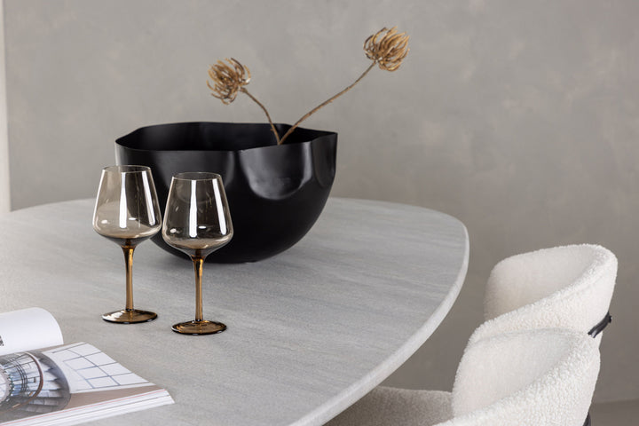 Venture Home Grönvik Dining Table 180*75 - Mocca / Offwhite Concretelook MDF +Chico Dining Chair - Black / White Boucle _4