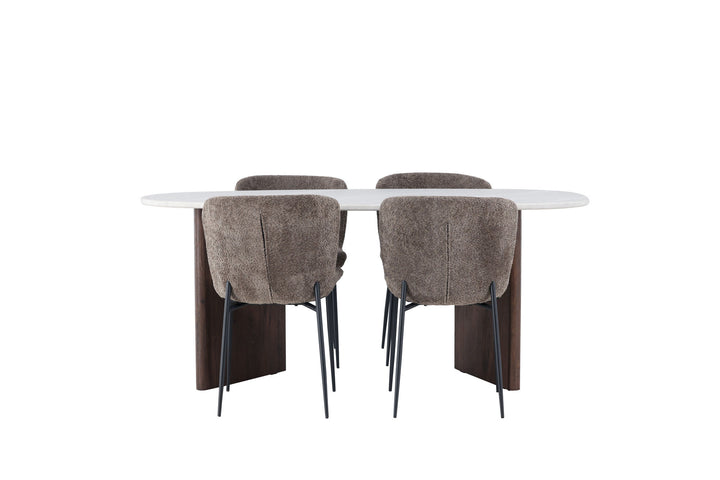 Venture Home Grönvik Dining Table 180*75 - Mocca / Offwhite Concretelook MDF +Modesto Dining Chair - Grey / Smoked Black Boucle _4