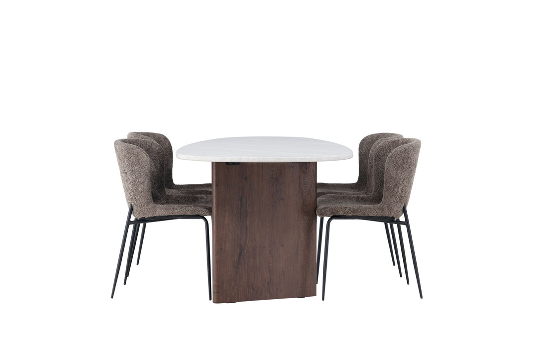 Venture Home Grönvik Dining Table 180*75 - Mocca / Offwhite Concretelook MDF +Modesto Dining Chair - Grey / Smoked Black Boucle _4