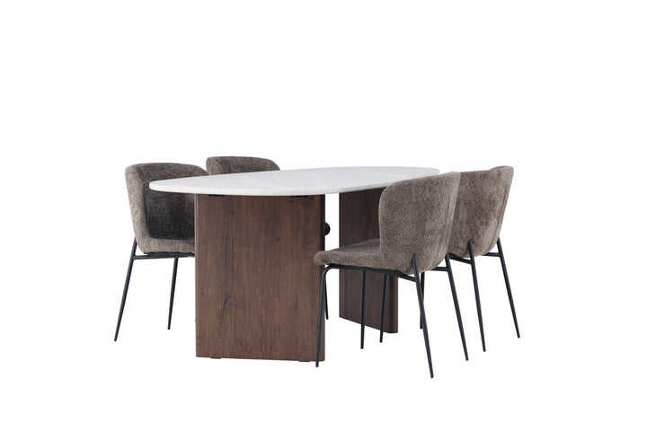 Venture Home Grönvik Dining Table 180*75 - Mocca / Offwhite Concretelook MDF +Modesto Dining Chair - Grey / Smoked Black Boucle _4