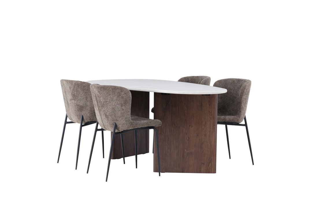 Venture Home Grönvik Dining Table 180*75 - Mocca / Offwhite Concretelook MDF +Modesto Dining Chair - Grey / Smoked Black Boucle _4