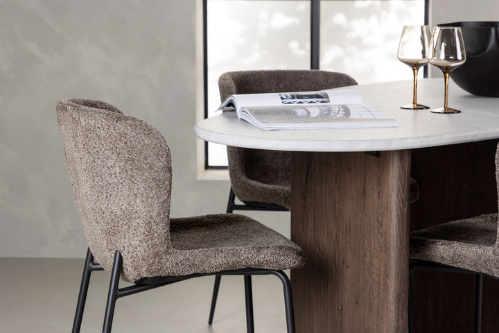 Venture Home Grönvik Dining Table 180*75 - Mocca / Offwhite Concretelook MDF +Modesto Dining Chair - Grey / Smoked Black Boucle _4
