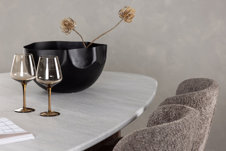 Venture Home Grönvik Dining Table 180*75 - Mocca / Offwhite Concretelook MDF +Modesto Dining Chair - Grey / Smoked Black Boucle _4