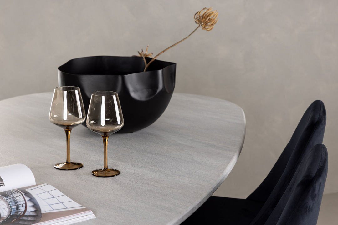 Venture Home Grönvik Dining Table 180*75 - Mocca / Offwhite Concretelook MDF +Night Dining Chair - Black / Black Velvet _4