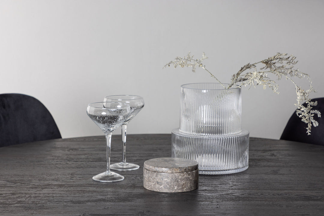 Venture Home Lanzo Dining Table φ120 - Mocca/Mocca +Polar Dining Chair - Black legs / Black Velvet _4