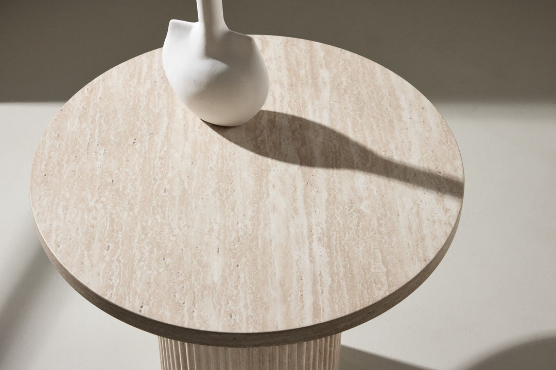 Venture Home Härön Sofa Table ø50x45 cm - Travertinelook