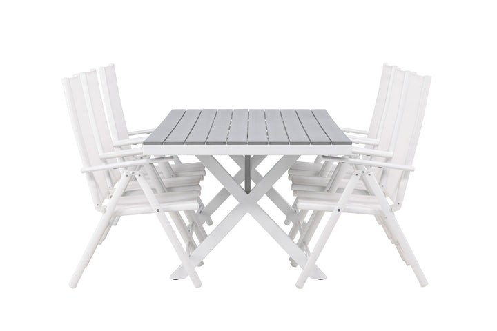 Venture Home Garcia Diningtable Alumnium - White / Light Grey Aintwood / Rectangular 100*200* +Break Diningchair Alumnium - White / Textilene _6