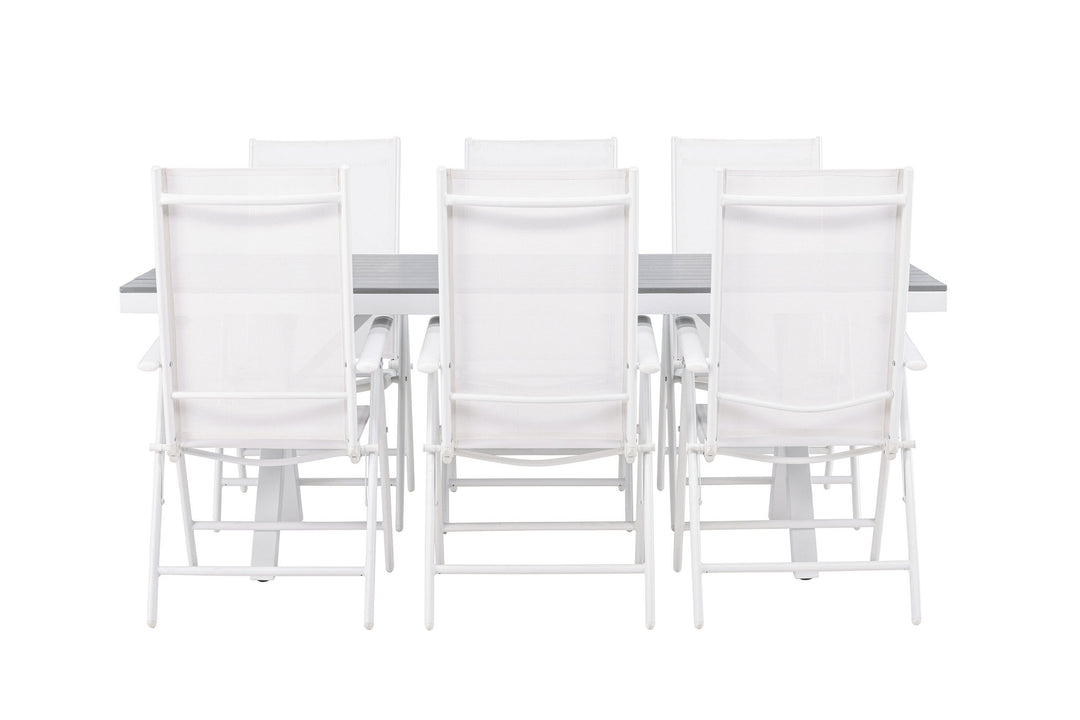 Venture Home Garcia Diningtable Alumnium - White / Light Grey Aintwood / Rectangular 100*200* +Break Diningchair Alumnium - White / Textilene _6