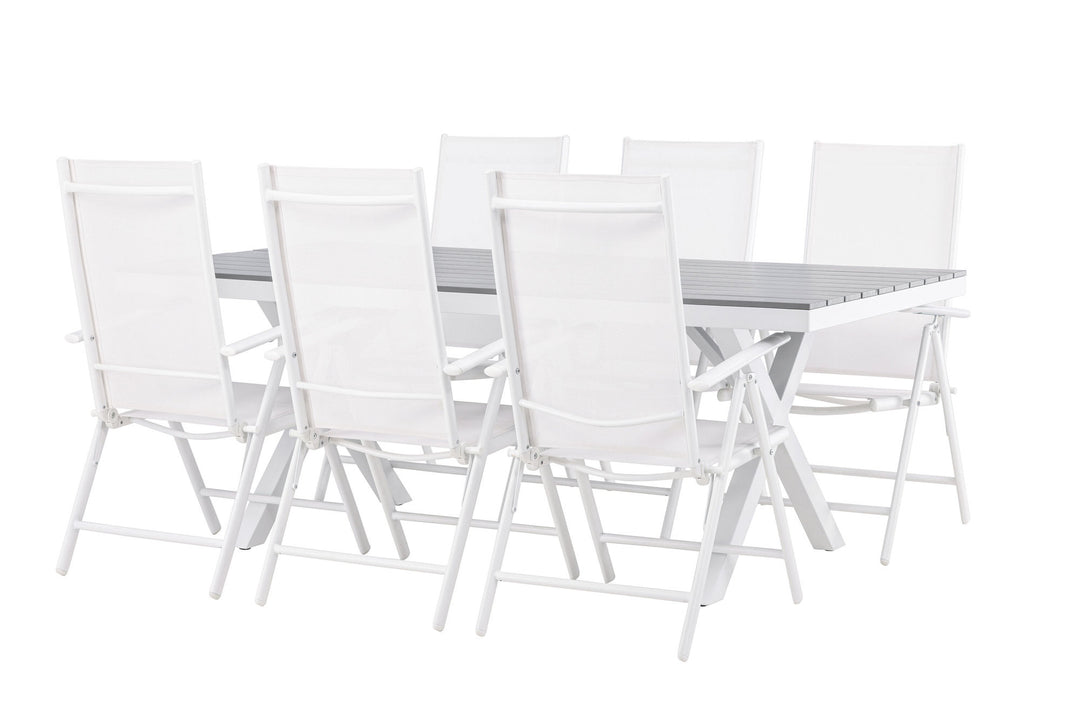 Venture Home Garcia Diningtable Alumnium - White / Light Grey Aintwood / Rectangular 100*200* +Break Diningchair Alumnium - White / Textilene _6