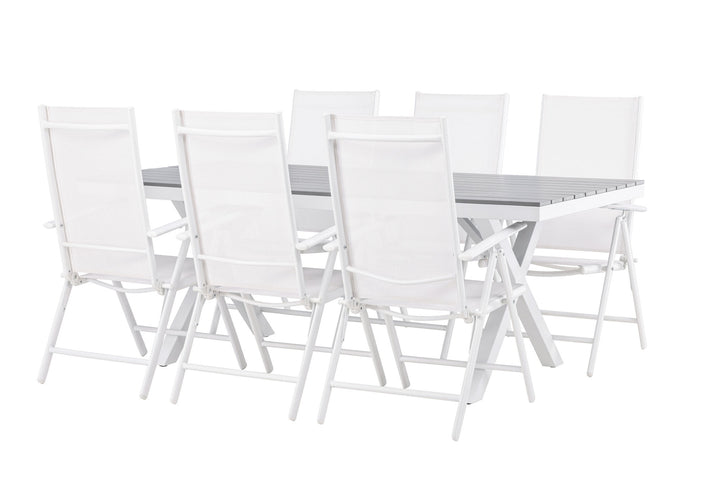 Venture Home Garcia Diningtable Alumnium - White / Light Grey Aintwood / Rectangular 100*200* +Break Diningchair Alumnium - White / Textilene _6