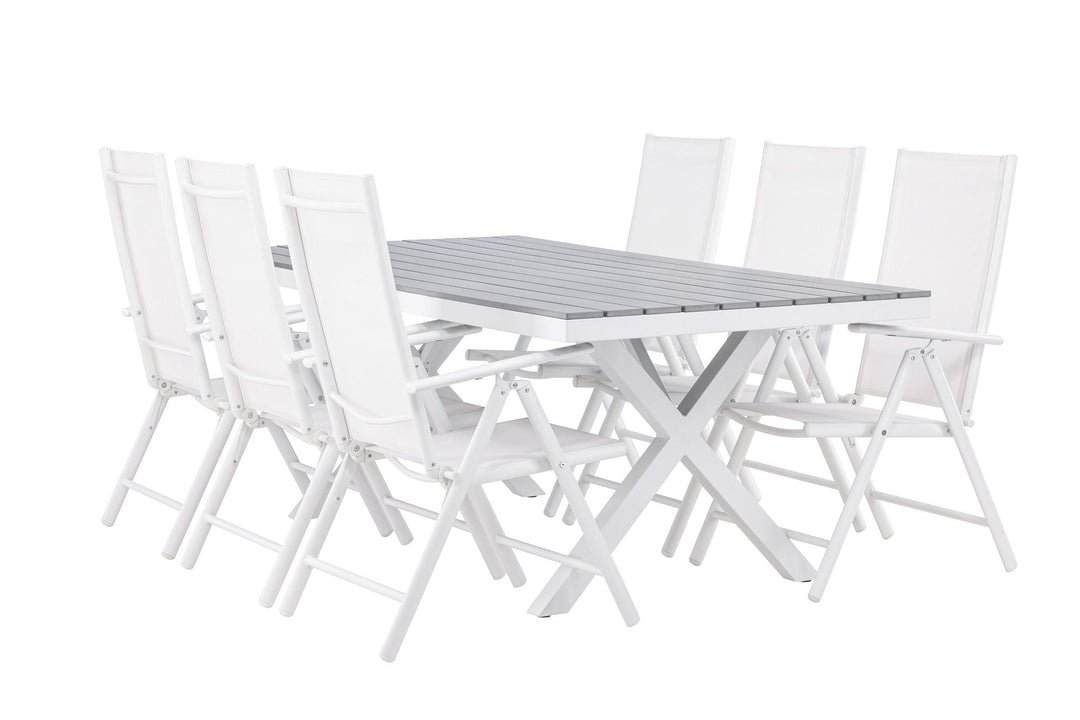 Venture Home Garcia Diningtable Alumnium - White / Light Grey Aintwood / Rectangular 100*200* +Break Diningchair Alumnium - White / Textilene _6